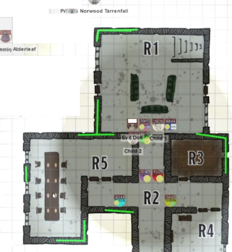 The building isn't there anymore.  The map was just there as an aid to getting everyone in the right place.  The stairs down are there, and the green lines are the only sections of wall standing enough to block line of sight.  otherwise, everything is gone and it's just ruins, same as before they entered.