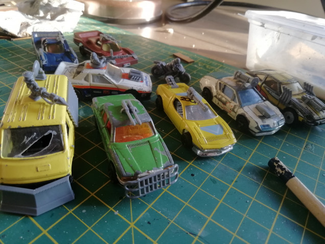 Pile of new old cars donated by a friend. Added some gaslands weapons