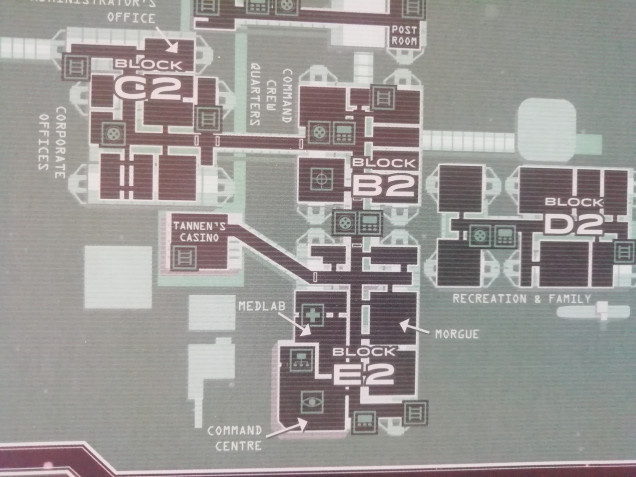 Now medlab and operations are completed I'm looking at what's in the other side of the corridor. In the movie they discovered Newt after she came round s corner. According to the RPG this leads to stairs which makes sense. The blueprint manual does differ with the use of the rooms opposite. It suggests geological survey rooms and office management with maintenance upstairs. The RPG suggests a morgue. It's near medlab so I can see that could be right but you'd expect it in a lower level maybe