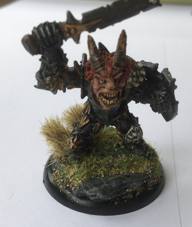 The truly ugly one… model chosen from the box of loose minis Citadel Miniatures  C23 Chaos Ogre Sculptor Jes Goodwin 1985. Another great mini that I’ve been waiting for the excuse to paint and I may loan some of these guys to Thomas’s on going quest as some notable foes to defeat? 