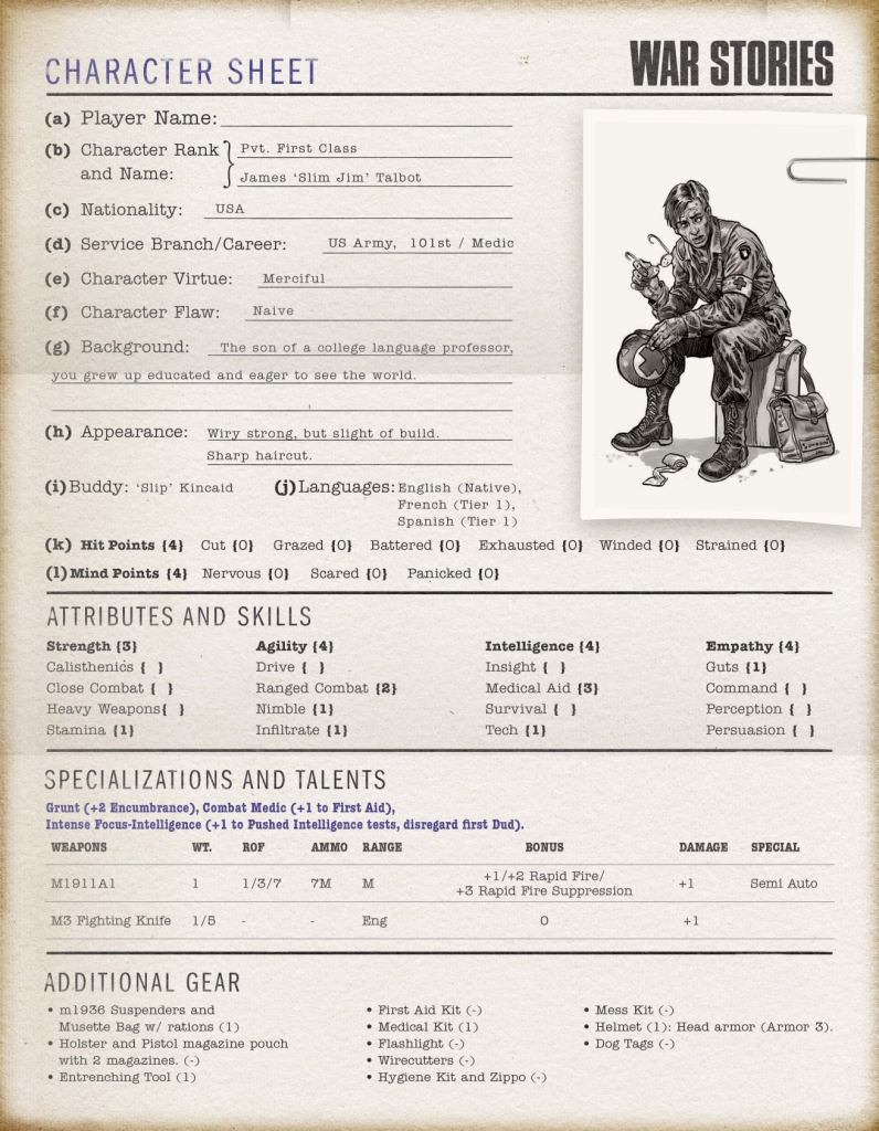 Slim Jim Character Sheet - War Stories