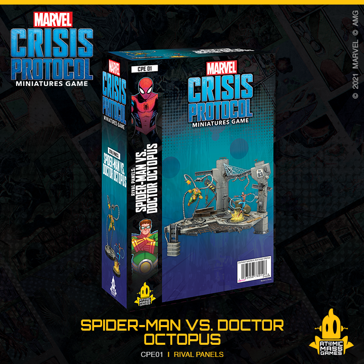 Painéis rivais do Asmodee Marvel Crisis Protocol: Spider-Man vs Doctor  Octopus Board Game em inglês