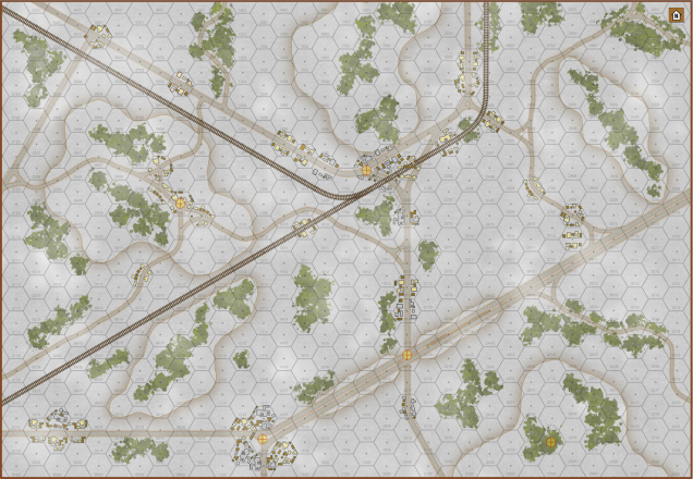 The map for today's game.  We'll be using 200 meter hexes here (two standard 33x10 Panzer Leader boards), with the Russians coming down from the northeast.  They will be met by a force of the Lithuanian 