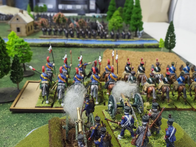 The French cavalry make a move while the artillery open fire in support