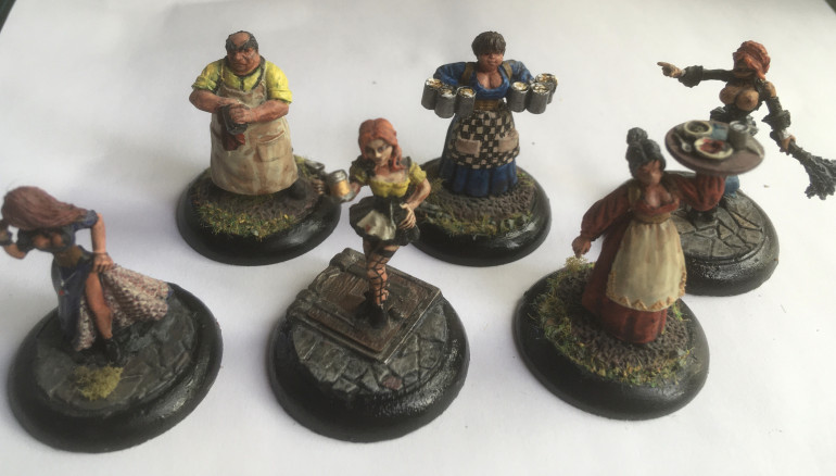 L-R (Reaper Miniatures) Strumpet, Innkeeper, Gretchen, Wench, Barmaid, Brigitte 