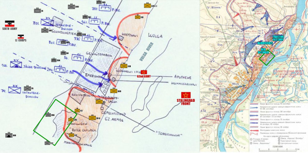 Some larger-scale research maps that show the units and surrounding terrain of the Red October Steel Works.  Note I am drawing from both German and Soviet sources.