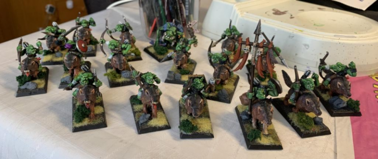 Goblin wolf riders, orc boar boyz and black orcs