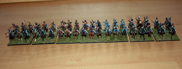 From left to right: Chasseurs-a-Cheval, Hussars, and Lancers.