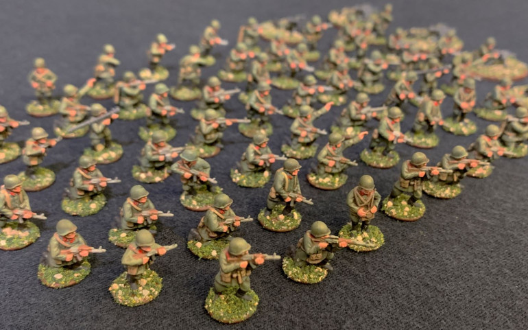 The kit includes AKM rifles (obviously), some with underbarrel grenade launchers, RPK LMGs, PKM GPMGs, SA-7 MANPADS, AGS-17 autogrenade launchers, AT-5 Spandrel ATGWs, Dragunov SVD sniper rifles, and some officers.