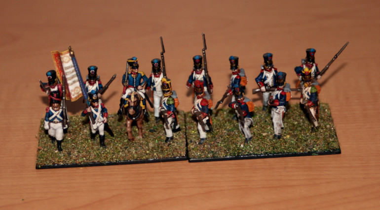 In some bases I swapped a mounted officer for two figures just for variety.