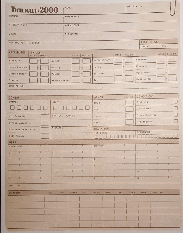 5 character sheets