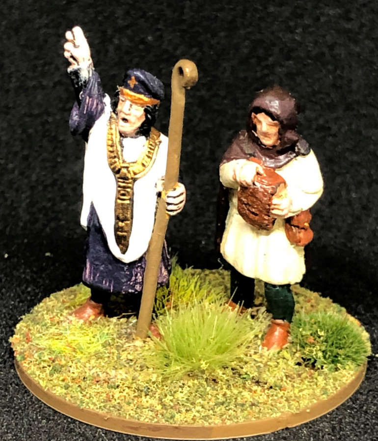 Bishop with attendant.  Not great painting or sculpts, early Gripping Beast metals.