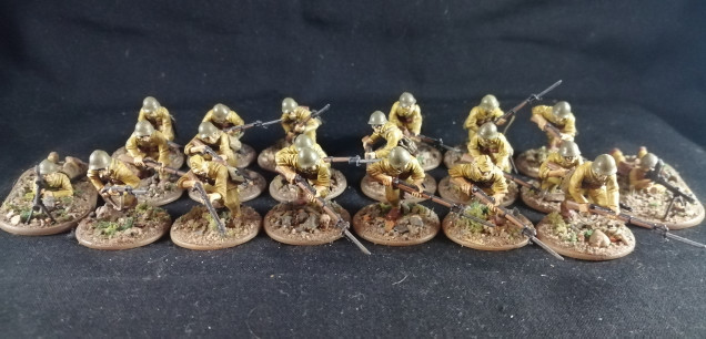 Two ten man IJA Regular Infantry squads with LMGs