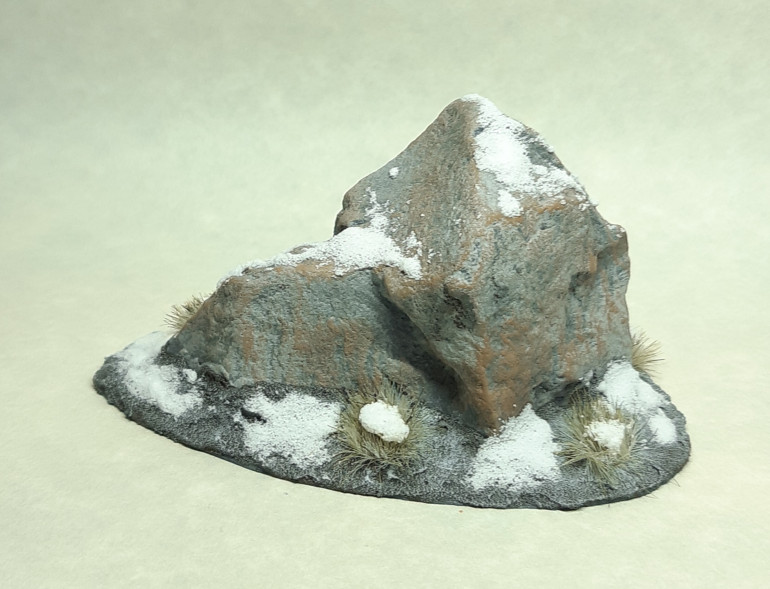 I've also started making some winter scenery - a rock outcrop for line of sight blocking