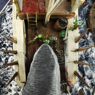 Fully built and painted, and ready to set sail = it's Orks versus the Meg!