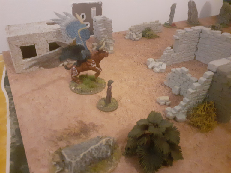 Another view, the ruined walls are from Fenris Games Rubble City range, I am waiting for my nest weekend off (5/6th December) to paint. The figures are my Stormbull from previous ancient post.