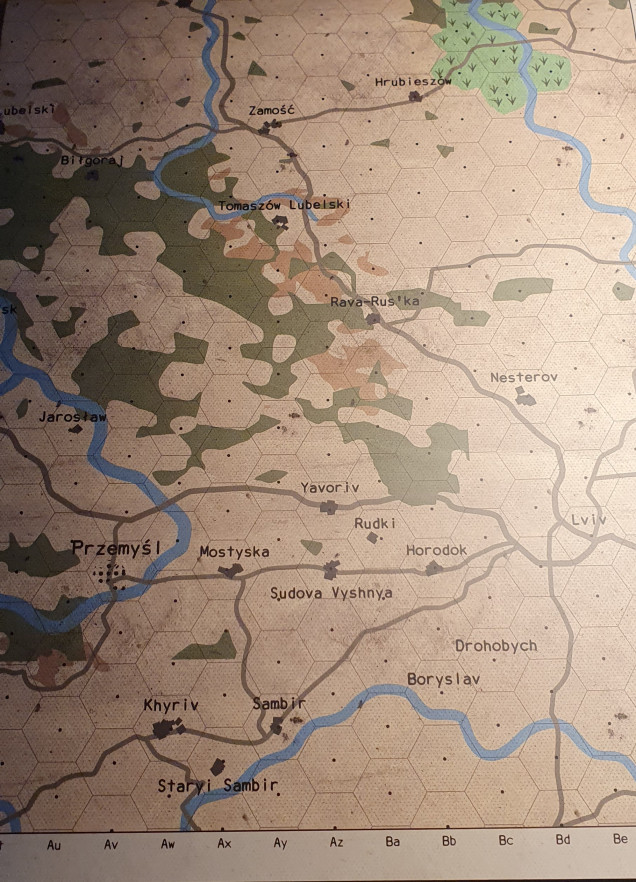 A huge (864 x 558mm) hex based travel map of Poland or Sweden on the other side