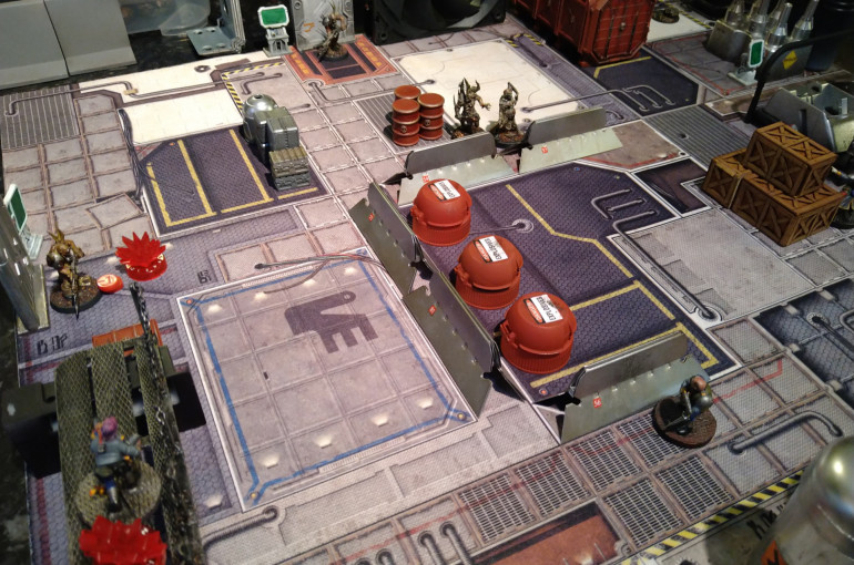 The hacker started to progress towards the lift over a gantry, Jean Luc left began to move across to support her, the Captain and Mivian progressed towards some boxes and the zombies fluffed more shots and moved out of the far corner towards the Captain.