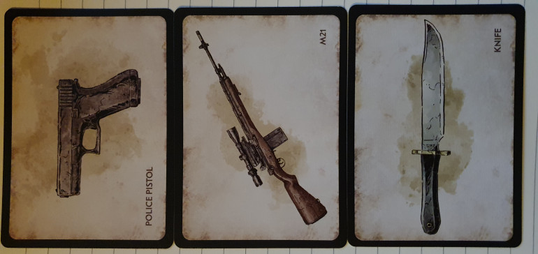 Each of the 64 cards has a picture of the weapon on the back