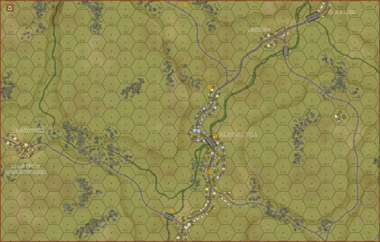 Here is the map for today's game.  We'll be imagining some of the very last battles of 5th US Infantry (remnants) before its final disintegration, south-southeast of Kalisz (the usual beginning point of many Twilight 2000 campaigns) - July, 2000.  