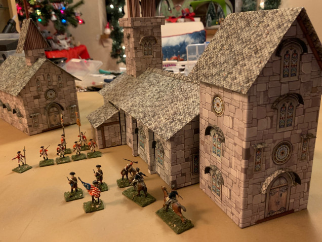 The second, smaller church is in the background.  24 buildings completed in 10-12 days, so we should be okay to recreate a respectable approximation of the 26 December battle.