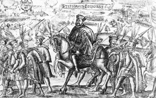 Contemporary illustration of a Polish noble being escorted by his Haiduk bodyguard