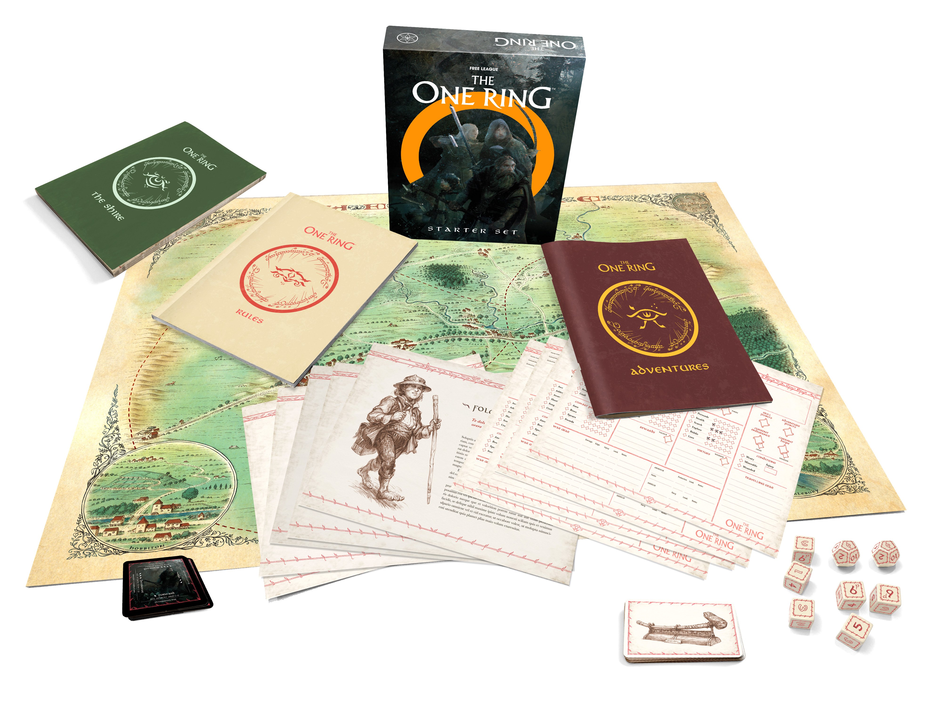 The One Ring Starter Set Contents - Free League Publishing