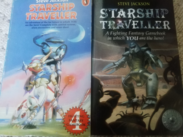 My original version dates from the initial release before the green spines. I spotted it on a charity table in Sainsbury's. The first if the science fiction stories in the collection. Fir some reason they never seem as popular as the fantasy ones. Star Trek was clearly the inspiration for this one as you captain the starship traveller through unknown space trying to find the coordinates to get home. Every planet you visit you get to choose which crew to take with you. There are some interesting planets such as the world where people live for ever so the government kills people at random to keep the population down and funny events such as being beemed down into someone. I never thought much if this book but I gave it another shot and found some parts entertaining even if it wasn't my cup of tea. Another thing to note is that no miniatures have been made based in this books stark art or any other science fiction outing in the series. 