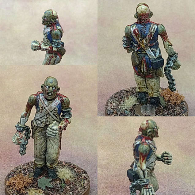 Prisoner Revenant from a Victrix French body, GW skeleton arms and a chain from the NorthStar Cultist sprue. Had to use some strips of dried paint from citadel pot lids to finish the straps on the back (usually blank and hidden by a pack.)