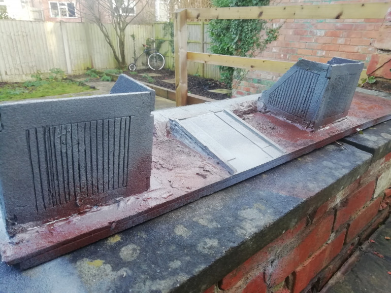 Took the model outside to spray up the textured ground and support plinths