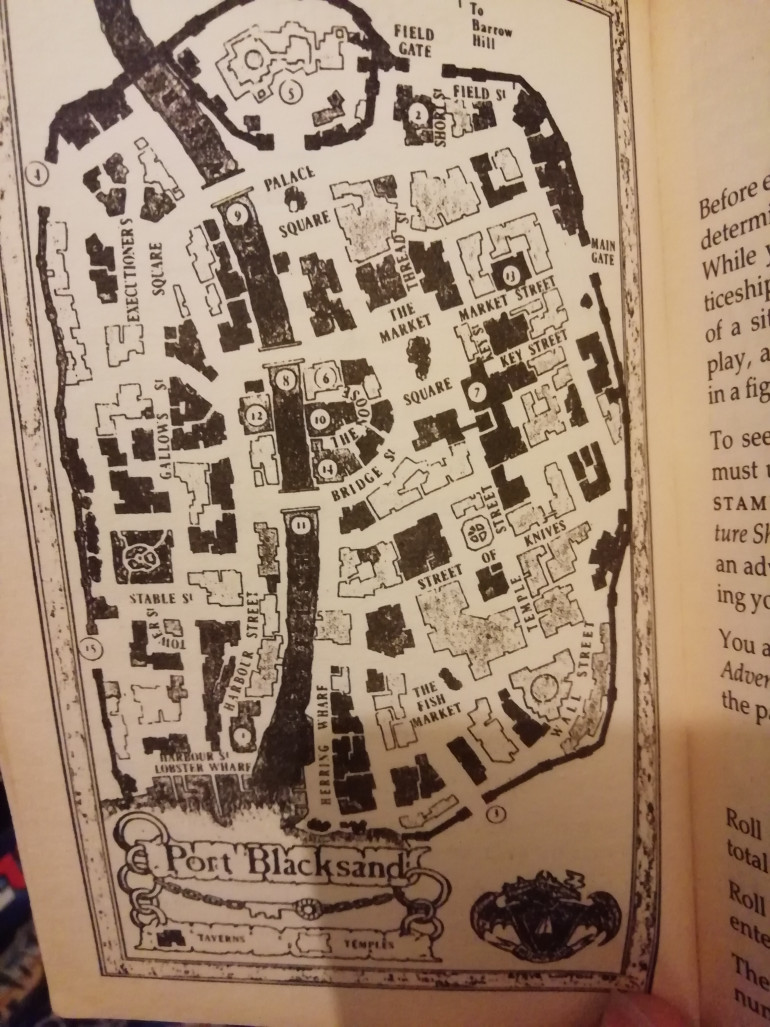 We don't get a map of Blacksand until the Titan guide book and then Midnight rogue but it's fully explored in the advanced fighting fantasy book Blacksand.