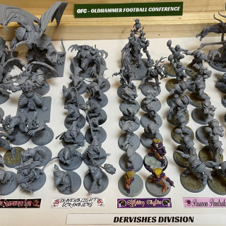 Oldhammer Football Conference - all the miniatures split up into teams and divisions.
