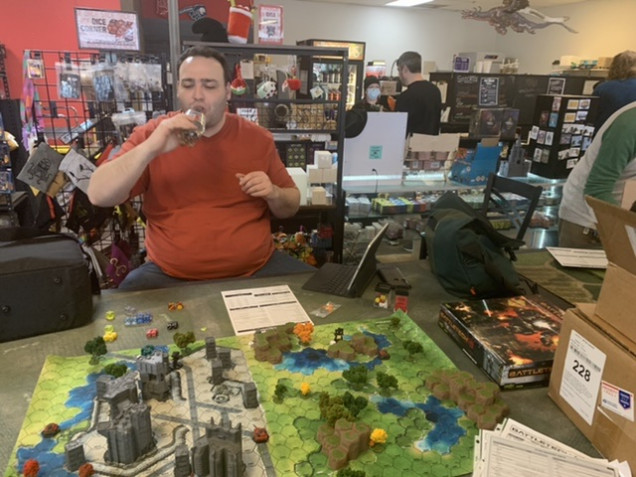 My opponent, Nathan Ortega. He brought four jump capable Mechs while I brought a single Mech and four conventional vehicles.