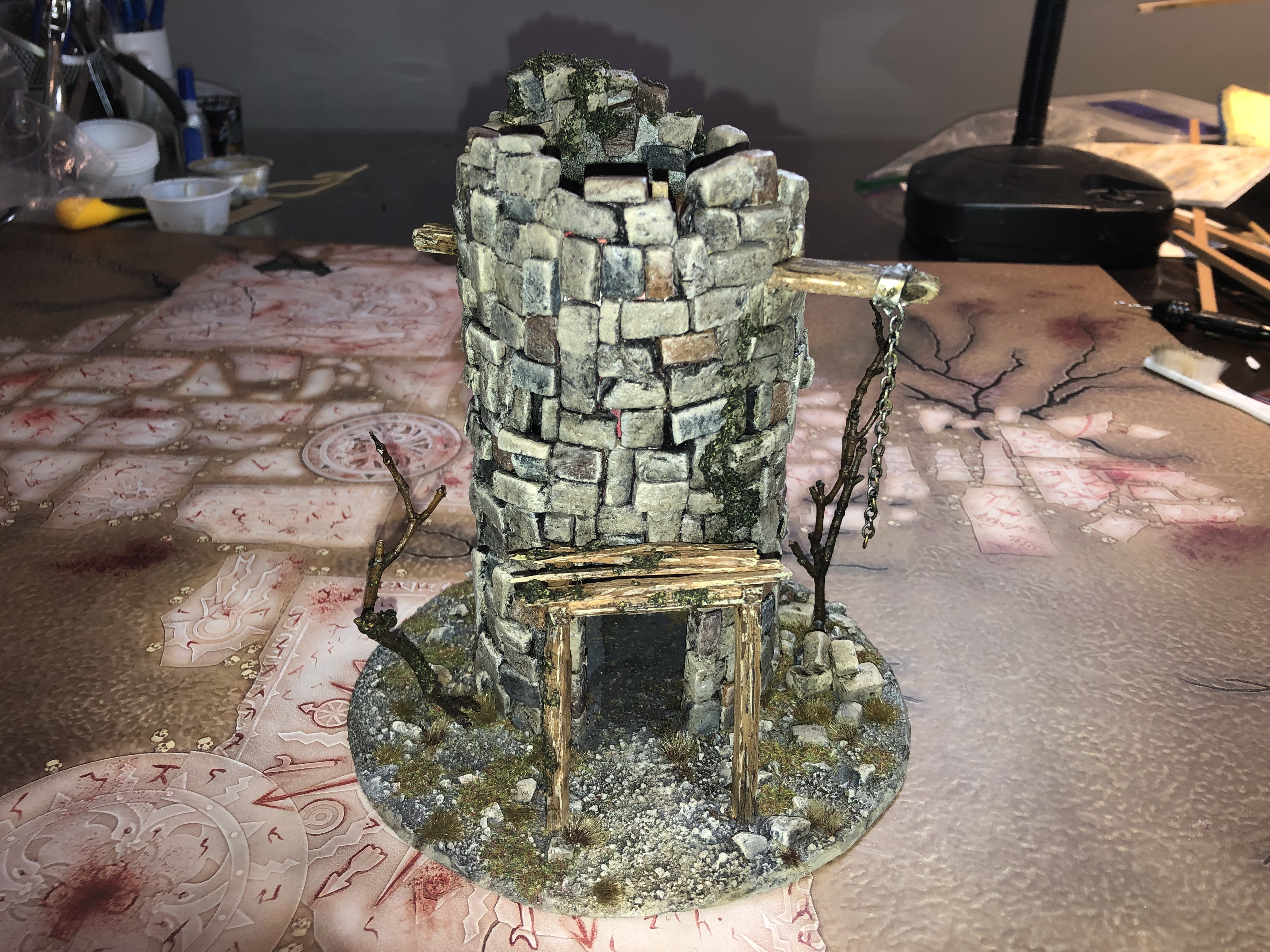 Building this crumbling stone (dice) tower out of XPS foam -- how