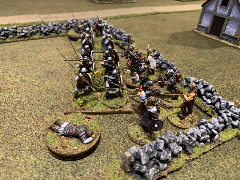 Ceawlin and his Hearthguard charge home against Peredur's warriors...