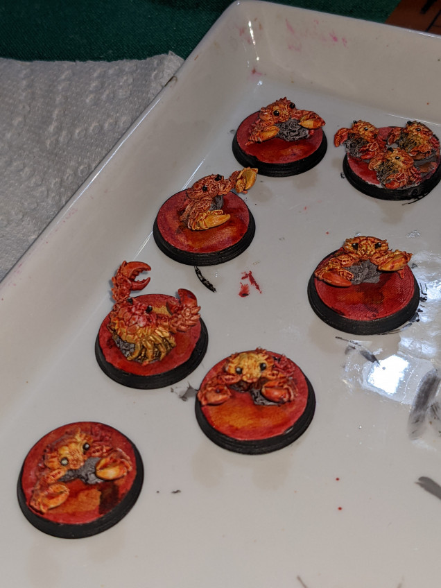 Just finished the Magmites this week. Cute little fire crabs look great.