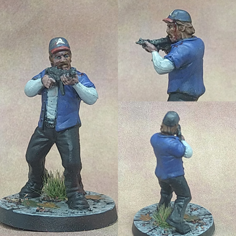 I'll never love him because the gun was bent on arrival and my efforts with hot water to straighten it didn't work as well as I hoped. The paint job and basing suit him. The baseball cap was done in the style of my brother's favourite team. Atlanta.