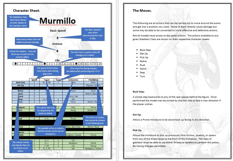 Sample pages from the rules.