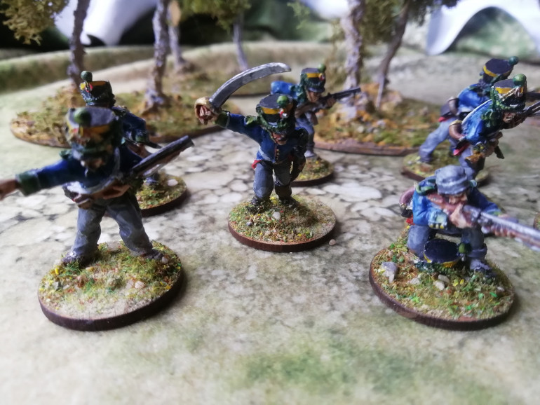 Mexican light infantry armed with British Baker rifles although they apparently had bad powder issues led by El Sharpo 