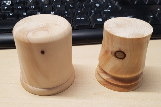 The small one is 40mm across at the top, and the big one is about 50mm
