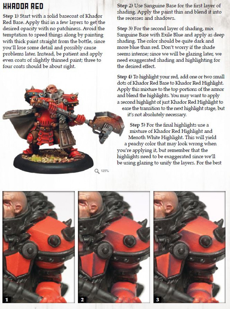 Pretty sure I used this guide for my previous Marauders.  This time I swapped out the base colour for Army painter Mars Red, for the convenience of using a dropper bottle with my air brush.