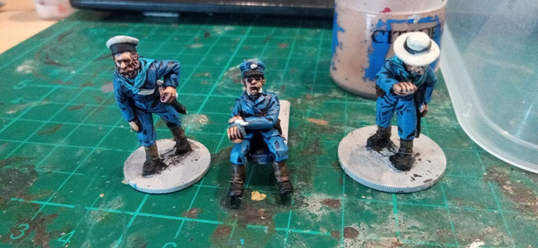 The Crew Post Wash. Painted in my usual style, block out the main areas then work down to more detailed stuff.