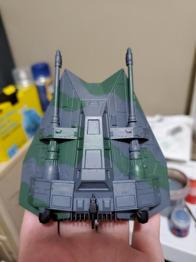 Then fill it all in! I had to do a couple of thin layers and had to really get into the gaps around the gun barrels in places, but I'm happy with the pattern.