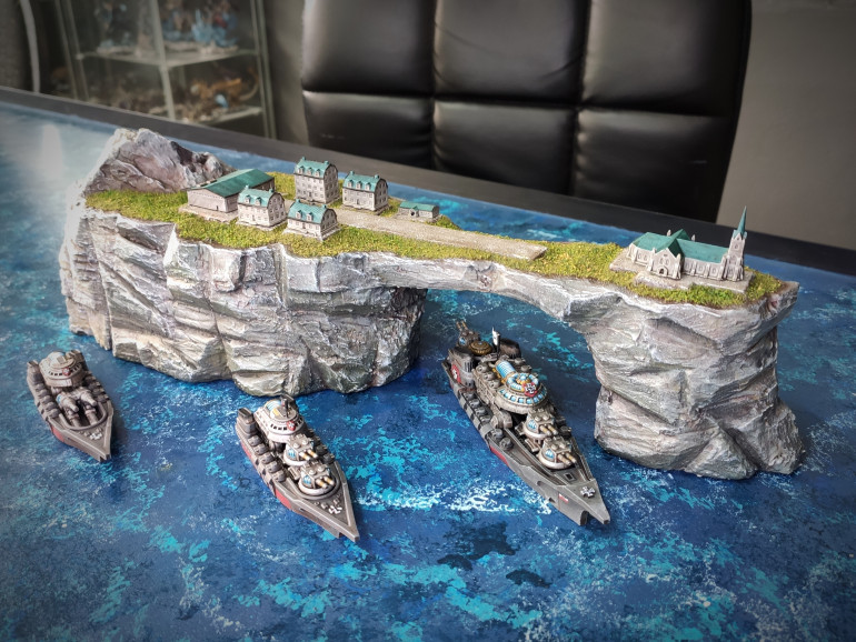 Working on some more Dystopian Wars terrain.