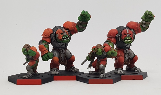 The new models (your left) compared to the ones painted years ago (your right)