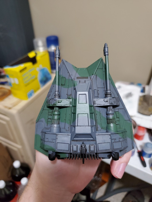 Then the recess shading with Agrax Earthshade (GW). I swear there are double the panel lines on the top of this thing... I ended up having to take a break before I finished up the 2nd 'wing'. It does take time, but I swear it's worth it!