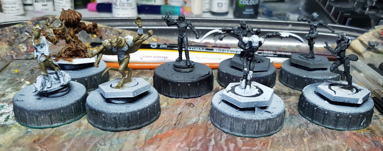 The blacks all done, and the green base coated