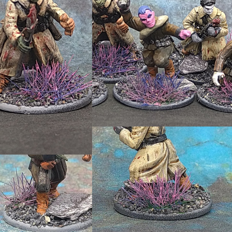 Turfts painted with Emperor's Children pink and Macragge Blue 