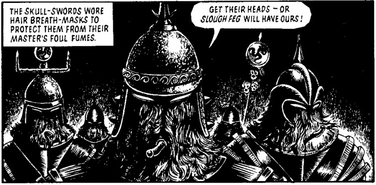 Here’s a panel taken from one of the very first Sláine comic explaining why the Skull Swords breath through pipes.