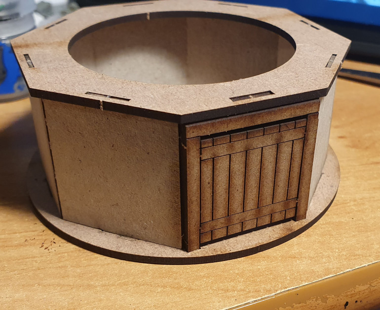 The sarissa round houses are more octagon then round, so I used some £1 land filler.  I think looks loads better